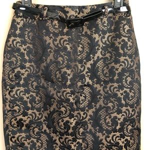 Worthington black/ gold jacquard skirt